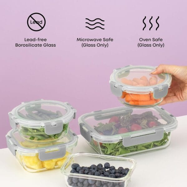 71Npgy77cWL._AC_SL1500_.jpg 24-Piece Glass Food Storage Set with Lids (Gray) โ Buy 1, Get 1 FREE (48 Pieces Total)