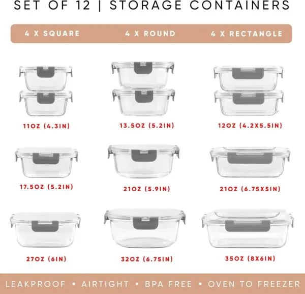 81g52b0MIQL._AC_SL1500_.jpg 24-Piece Glass Food Storage Set with Lids (Gray)